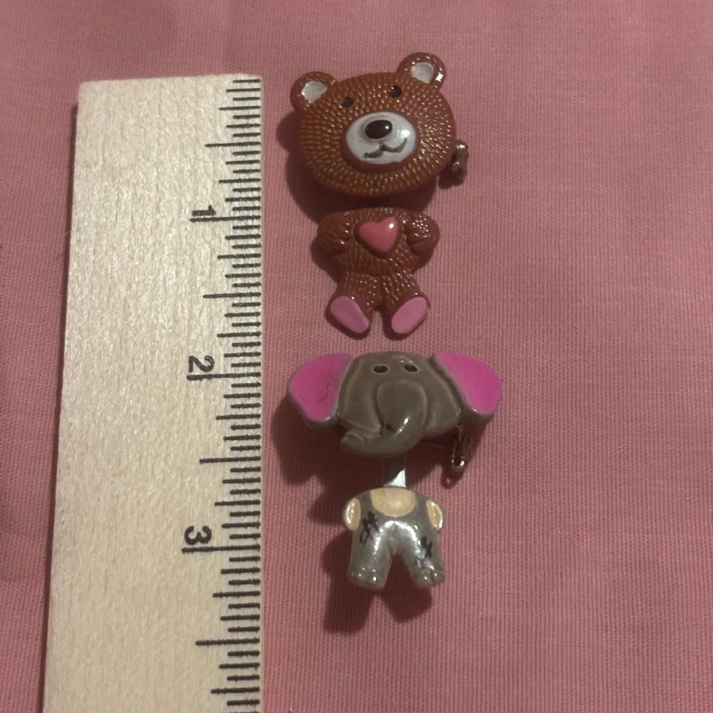 Vintage Swing-And-Sway Animal Pins from Avon Elephant and Teddy Bear
